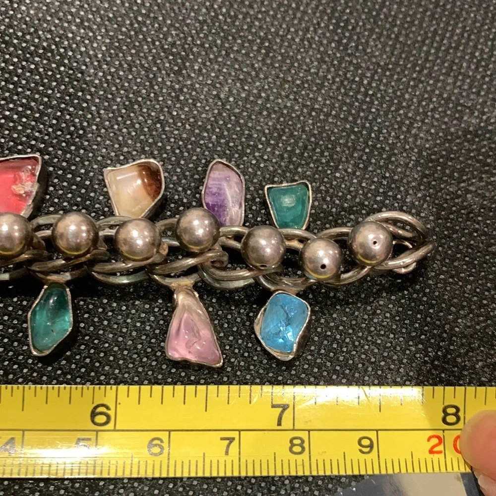 Unique vintage sterling silver and gem bracelet - Picture 6 of 16